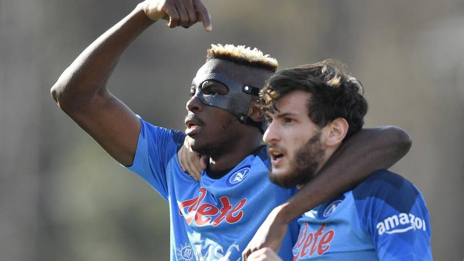 Victor Osimhen y Khvicha Kvaratskhelia; Napoli. Foto: Reuters.