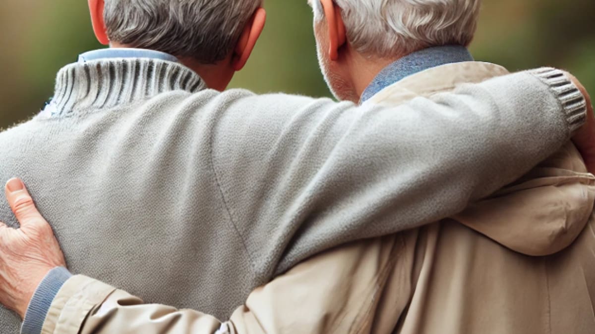 Un hombre de 76 años pudo adoptar a otro de 61. Foto: Inteligencia Artificial.