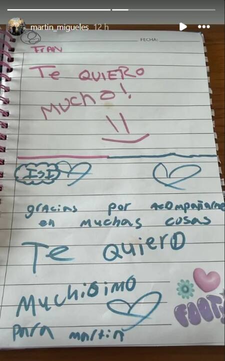 Posteo de Martin Migueles con mensajes de las hijas de Mauro Icardi y Wanda Nara.