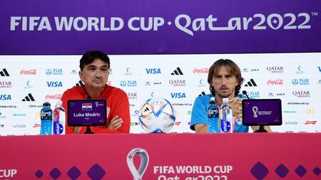 Conferencia de prensa de Luka Modric y Zlatko Dalic. Foto: REUTERS.
