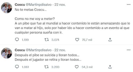 Los comentarios de Coscu. Foto: Twitter.