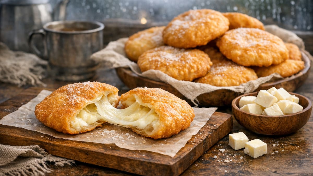 Torta frita rellena de queso.