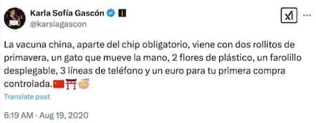 Los tuits de Karla Sofía Gascón. Foto: X @karsiagascon