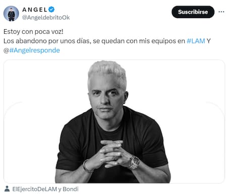 Ángel de Brito no conducirá LAM por algunos días.