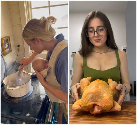 Así se muestran las referentes del "trad wife" en TikTok. Fotos: captura video.