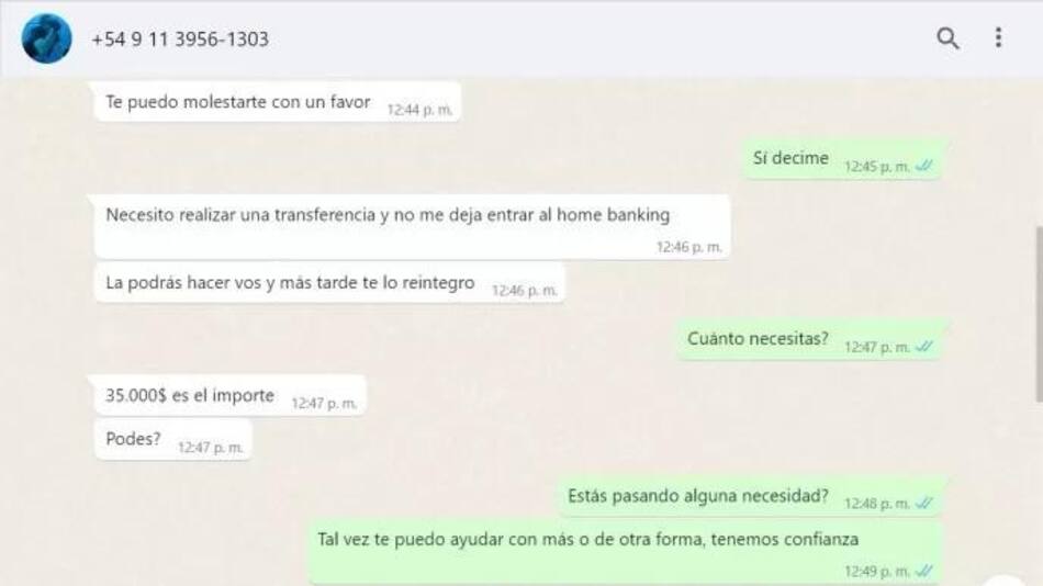 Quisieron estafarlo por Whatsapp y les dio una lección. Foto: Twitter @lagarto87.