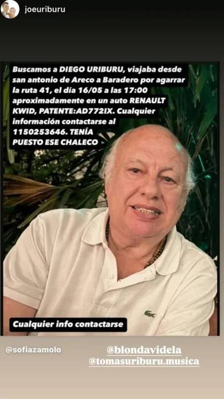 La búsqueda de Diego Uriburu, en redes. Foto: Instagram @joeuriburu