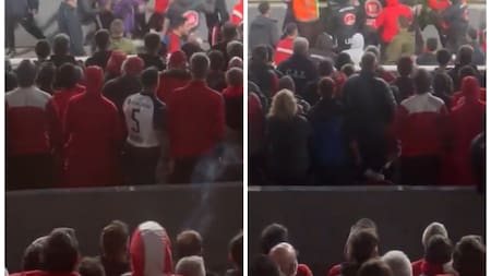 Incidentes en la cancha de Independiente. Fotos: capturas.