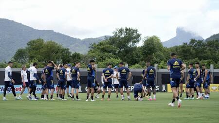 Entrenamiento de Boca en Brasil. Foto: NA