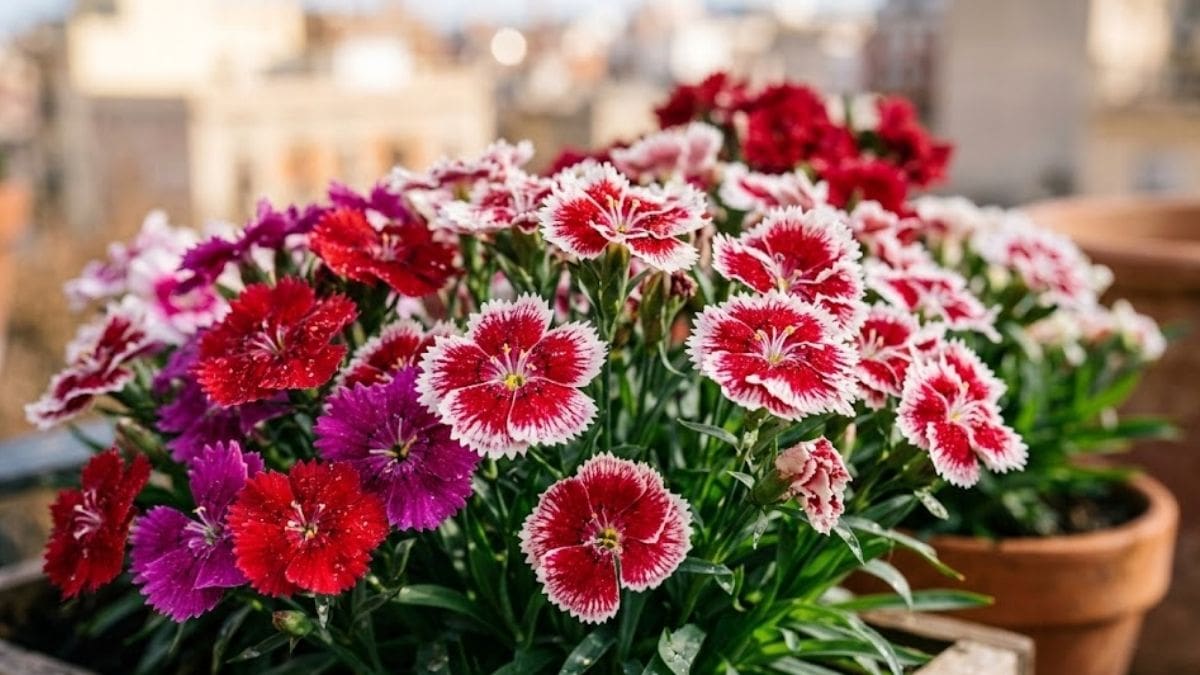 El clavel chino es una planta ornamental de porte compacto que se destaca por sus flores en tonos rosas, rojos, blancos y violetas