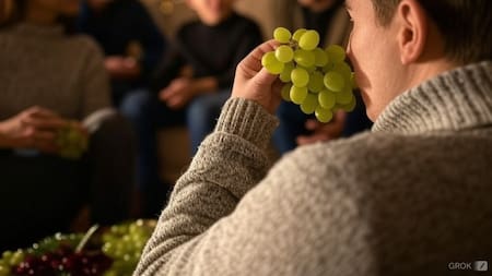 Ritual de las 12 uvas: el secreto energético para atraer tus deseos en Año Nuevo. Foto: X / Grok IA.
