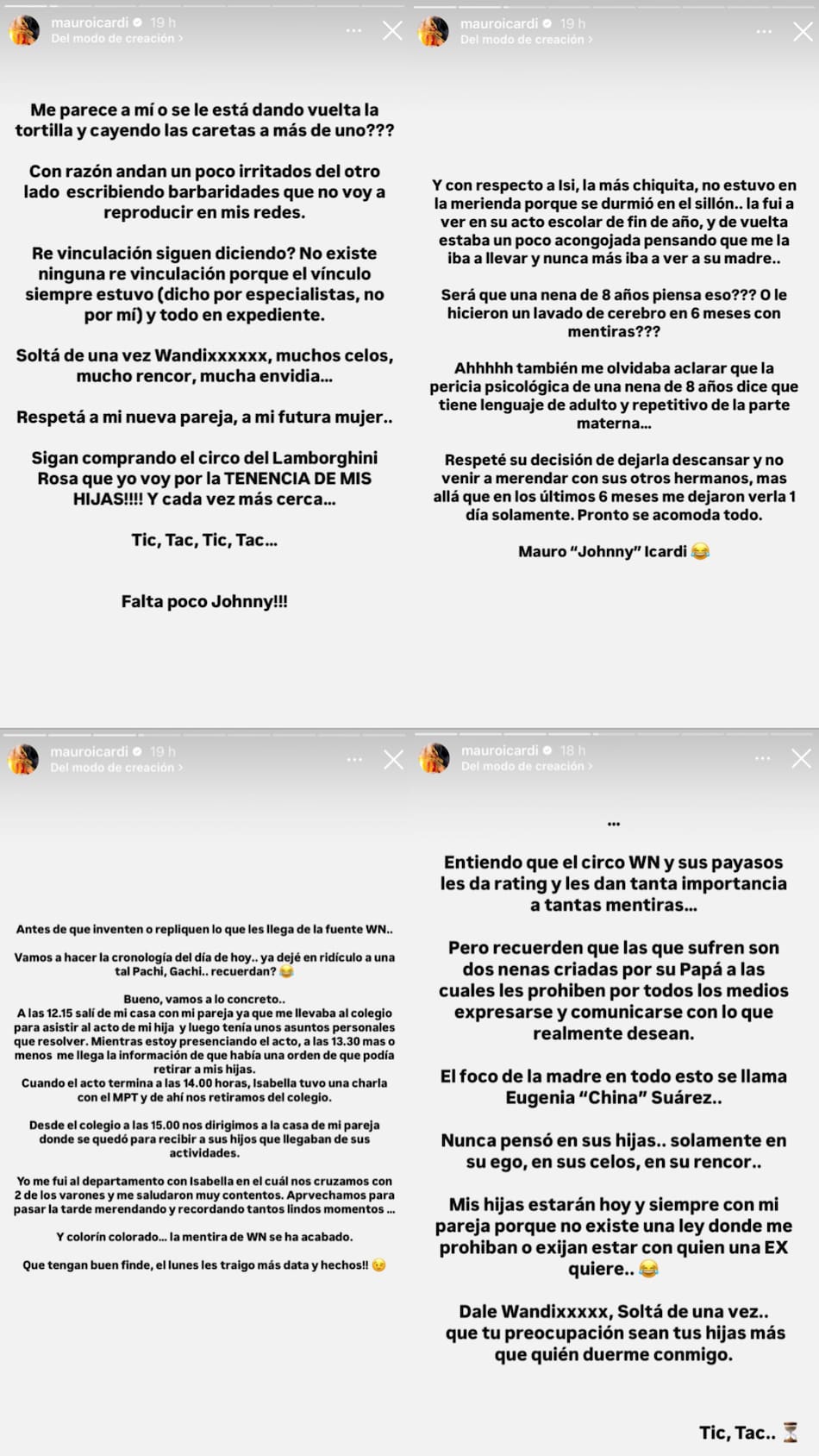 Mauro Icardi le respondió a Wanda Nara tras insultar a la China Suárez. Foto captura INSTAGRAM @mauroicardi