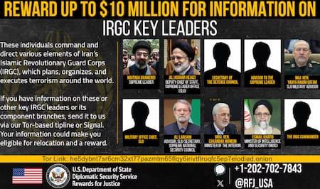 Recompensa de Estados Unidos por los líderes del Gobierno iraní.