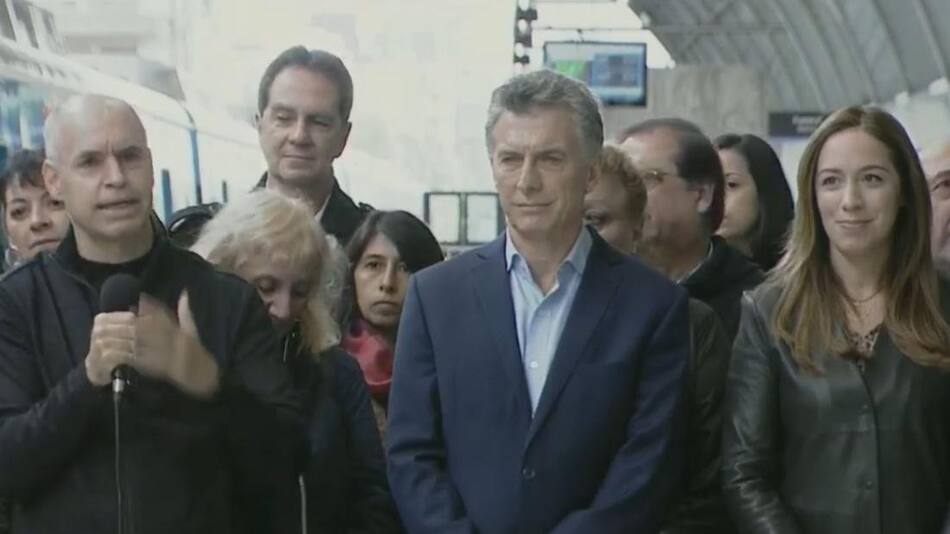 Mauricio Macri, Horacio Rodríguez Larreta y María Eugenia Vidal en inauguración del Viaducto Mitre