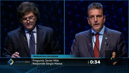 Javier Milei y Sergio Massa. Foto: Captura de pantalla.