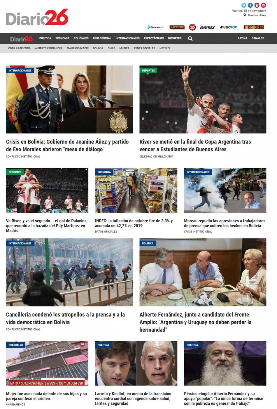 Tapas de diarios, Diario 26 viernes 15-11-19