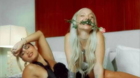 La producción de fotos de La Joaqui y Julieta Poggio. Foto: Instagram.