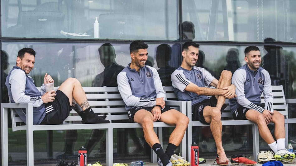 Messi, Suárez, Busquets y Alba en el Inter Miami. Foto: X @InterMiamiCF