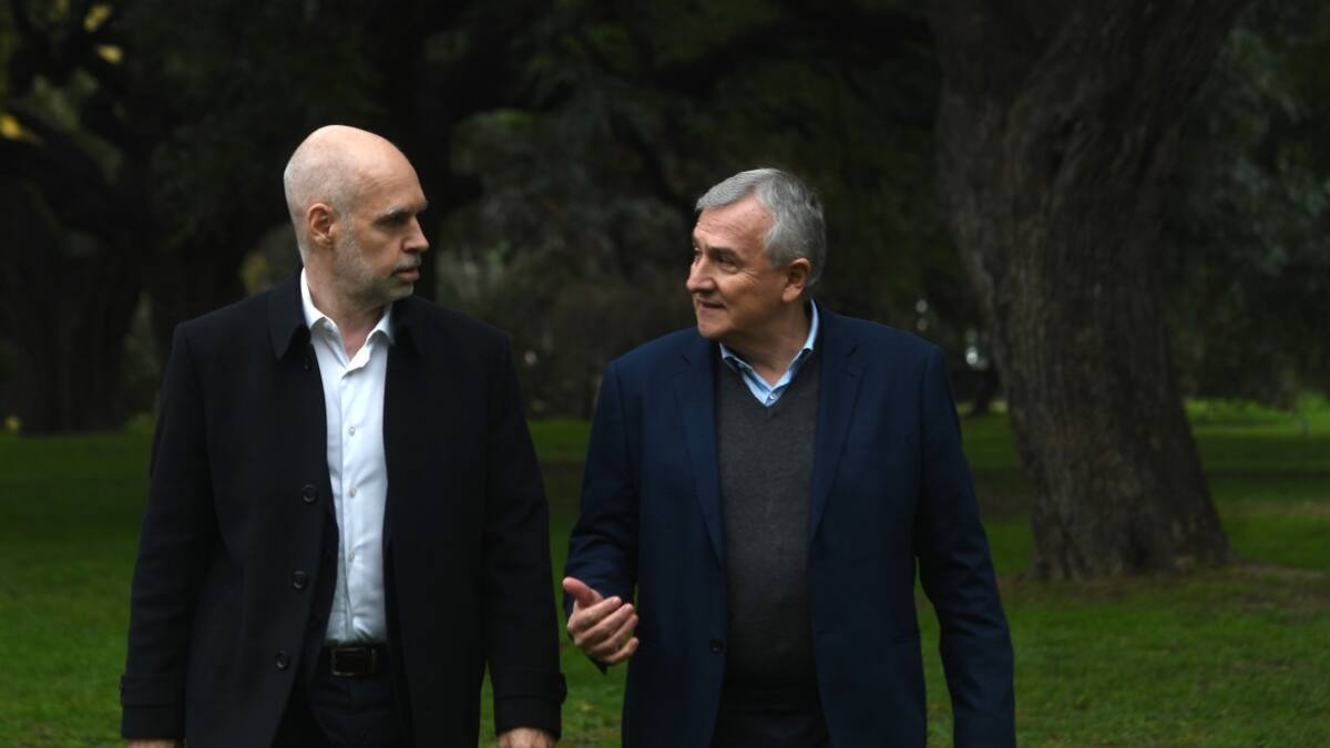Horacio Rodríguez Larreta anunció que Gerardo Morales lo acompañará como vicepresidente en la fórmula de las PASO. Foto: Télam.