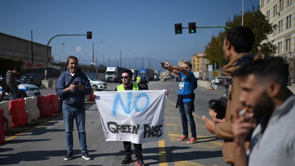 Protesta antivacuna en Italia