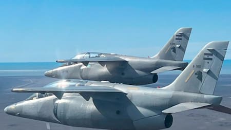 Aviones A4-AR en pista. Foto: Télam