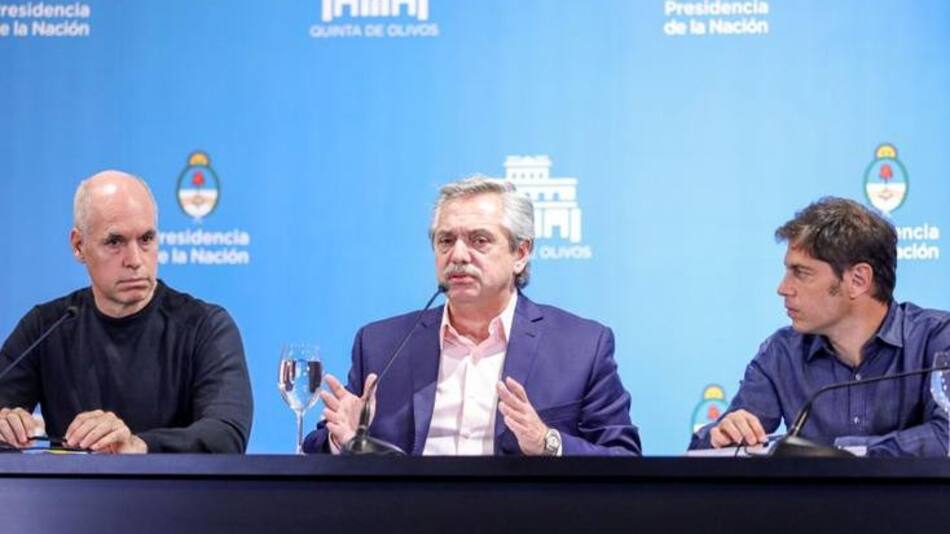 Alberto Fernández, Larreta y Kicillof, NA