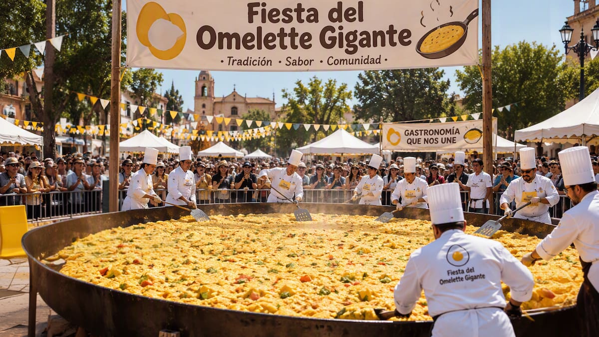 Sartén de 4 metros y 15.000 huevos: cuándo y dónde se realiza la Fiesta del Omelette Gigante 2026 con porciones gratis para todos