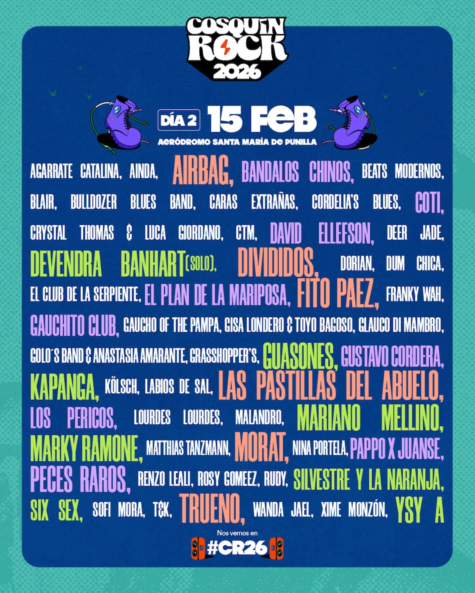 Grilla de bandas del Cosquín Rock 2026.