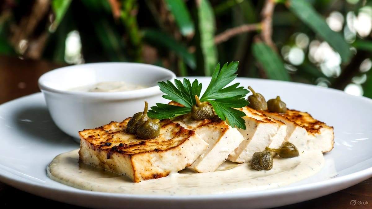 Un vitel toné vegetariano, delicioso y elegante.