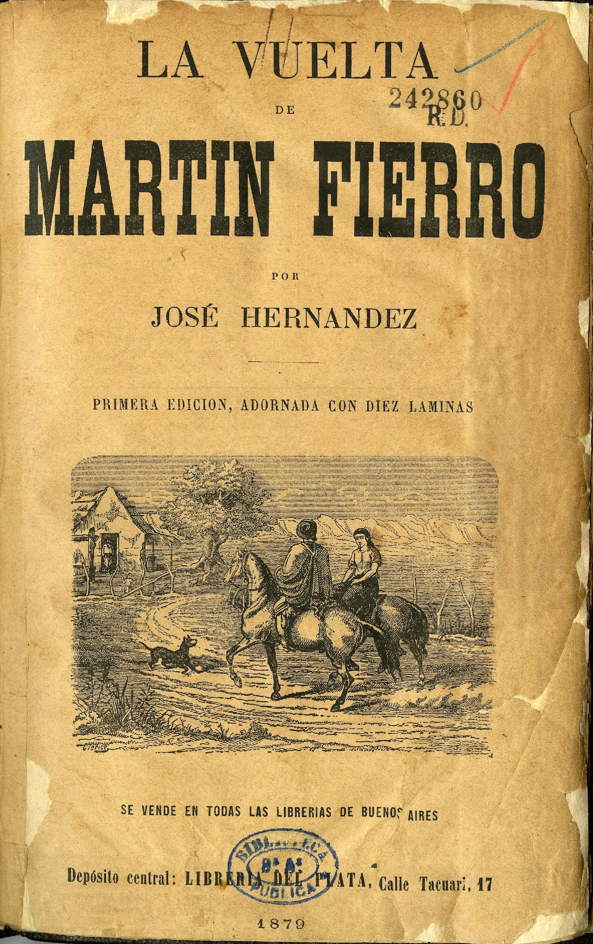 Portada de la primera edición de La vuelta de Martín Fierro.