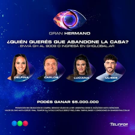 Los nominados de Gran Hermano. Foto: Telefe.