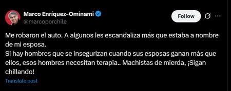 Marco Enríquez-Ominami se defiende en la red social X