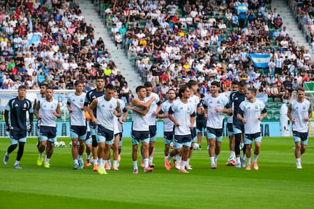 Entrenamiento de la Selección Argentina en el estadio del Elche, España.