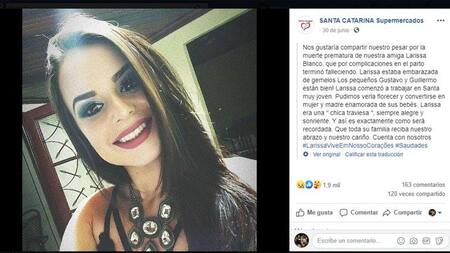 Mujer muerta en Brasil por coronavirus, foto Facebook