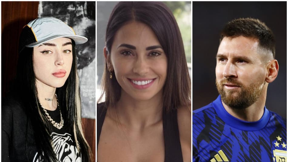 Nicki Nicole, Antonela Roccuzzo y Lionel Messi. Fotos: archivo.