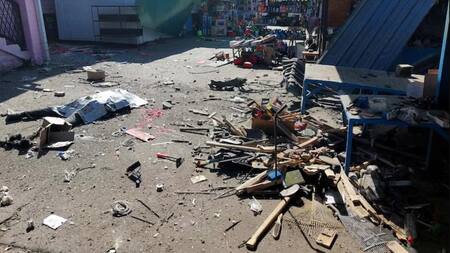 Así quedó el mercado de Jersón. Foto: AFP.