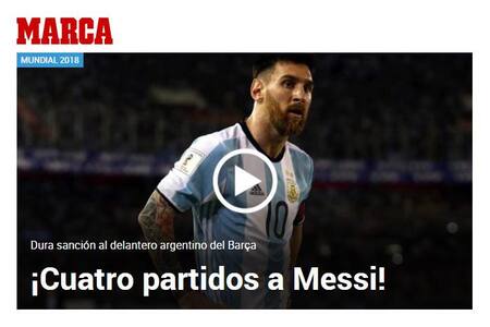 Sanción a Messi en los medios del Mundo