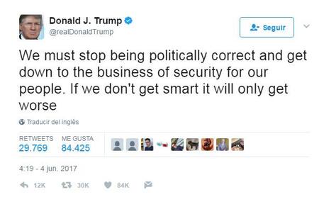 Mensaje de Trump en Twitter por atentados en Londres