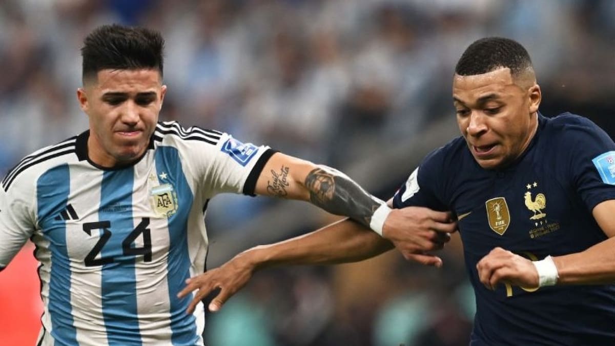 Enzo Fernández y Kylian Mbappé. Foto: X