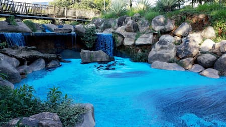 Derrame de químico azul en Brasil. Fuente: EFE