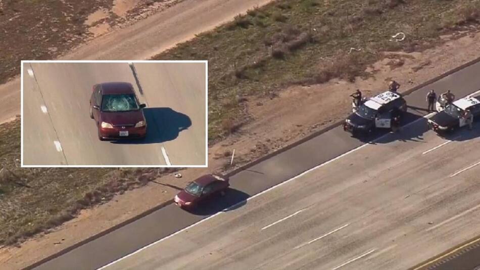 EE.UU. persecución policial a sujeto que atropelló y mató a una persona en la autopista