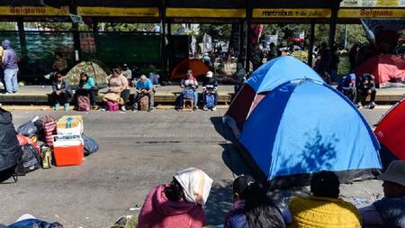 Acampe piquetero en 9 de Julio, foto Twitter