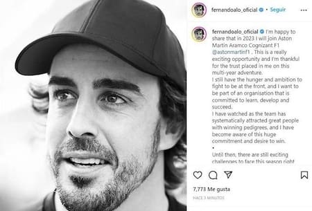 Mensaje de Fernando Alonso en redes sociales, Fórmula 1
