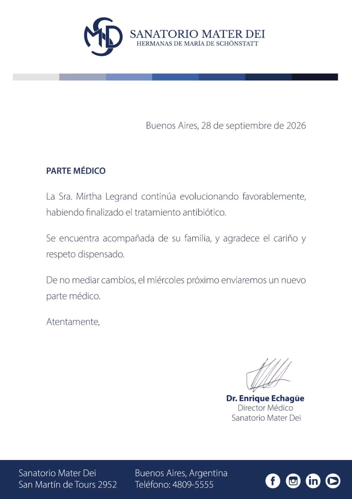 Parte médico Mirtha Legrand