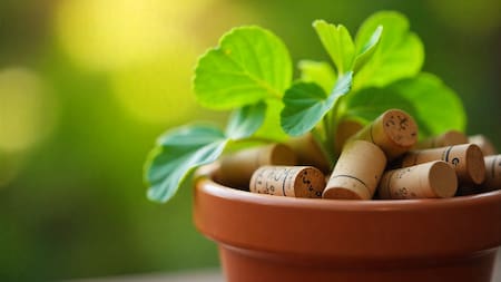 Corchos en una planta.