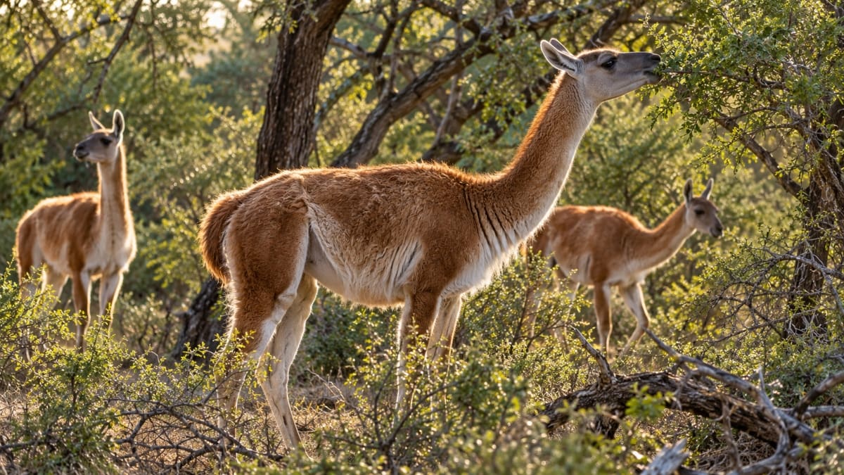 Guanacos en Chaco, Argentina.