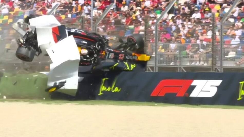 Duro accidente de Yuki Tsunoda en el Gran Premio de Imola. Foto: Captura de video.