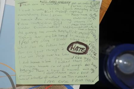 La carta donde la enfermera se declara culpable. Foto: Reuters