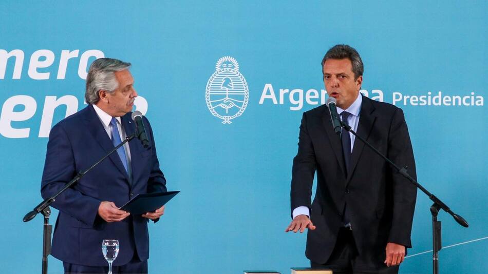 Alberto Fernández en la jura de Sergio Massa. Foto: NA.