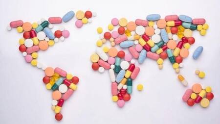 Mapa mundi de pastillas, mundo, coronavirus